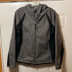 Gray and Black Hooded Jacket L